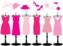 Růžové šaty a doplňky