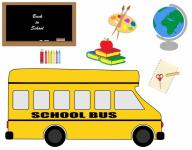 Школьный автобус и канцелярские
