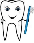 Leende tand med tandborste