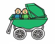 Tweelingbabyjongens wandelwagen