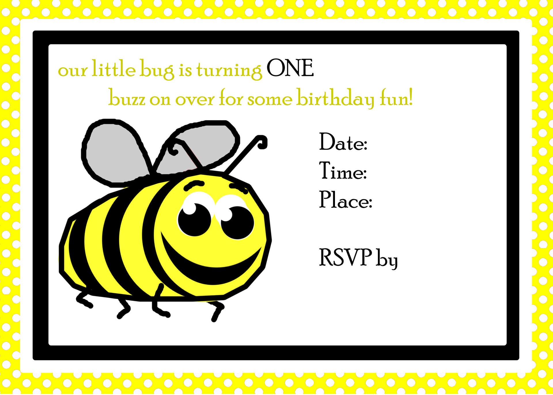 Bee 1st Birthday Invite