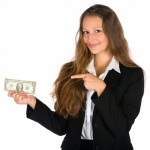 Geschäftsfrau hält Dollar