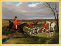 Dipinto d'epoca caccia alla volpe