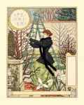 Kvinna kalender trädgård vintage