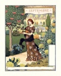 Kobieta kalendarz ogrodowy vintage