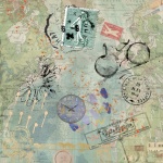 Grunge, vendimia, mapa, collage