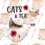 Kočky a čaj plakát