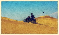 špinavé kolo na písečné duně
