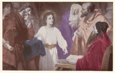 Jezus onderwijst in de tempel