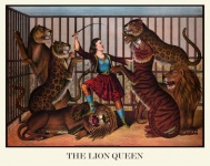 Poster vintage del domatore di leoni
