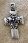 Purple Rhinestone Cross Pendant