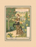 September Garden Antique Print