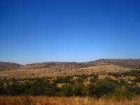 Vista de uma paisagem de pastagem seca