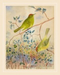 Pássaros plantam arte vintage