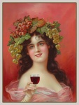 Affiche vintage de verre de vin de femme