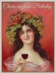 Bicchiere da vino donna stampa vintage
