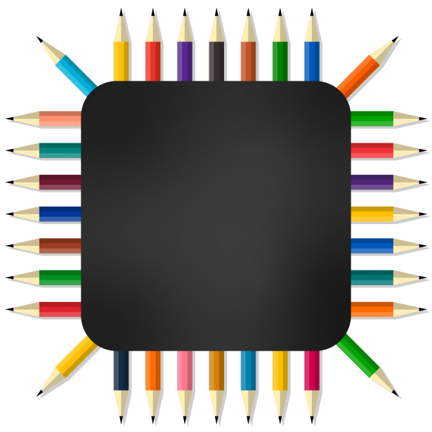 Premium Photo  School supplies make frame around black chalkboard  blackboard in the center colorful pencils felttip