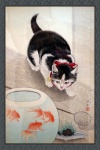 Arte vintage del pesce rosso del gatto
