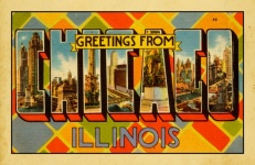 Cartolina d'auguri vintage di Chicag