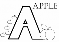 Colouring Alphabet A for Apple