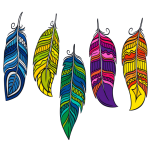 Ilustración colorida de plumas