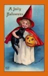 Biglietto strega vintage di Halloween