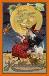 Dia das Bruxas vintage cartão de bruxa