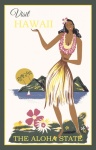 Hawaje plakat podróżniczy w stylu vintag
