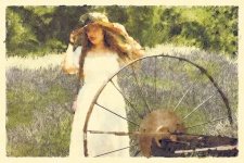Girl In Lavender Field