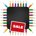 Schoolbord en potloden verkoop