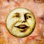 Poster vintage luna piena ridente
