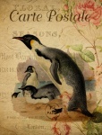 Pocztówka z pingwinem w stylu vintage