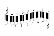 Note musicali della tastiera del pianofo