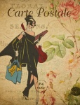 Retro Woman Floral Postcard