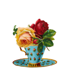 Taza de té, rosas Vintage Clipart