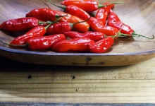 View Of Fresh Red Chilies In A Wood