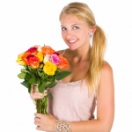 Woman with a bouquet of flowers