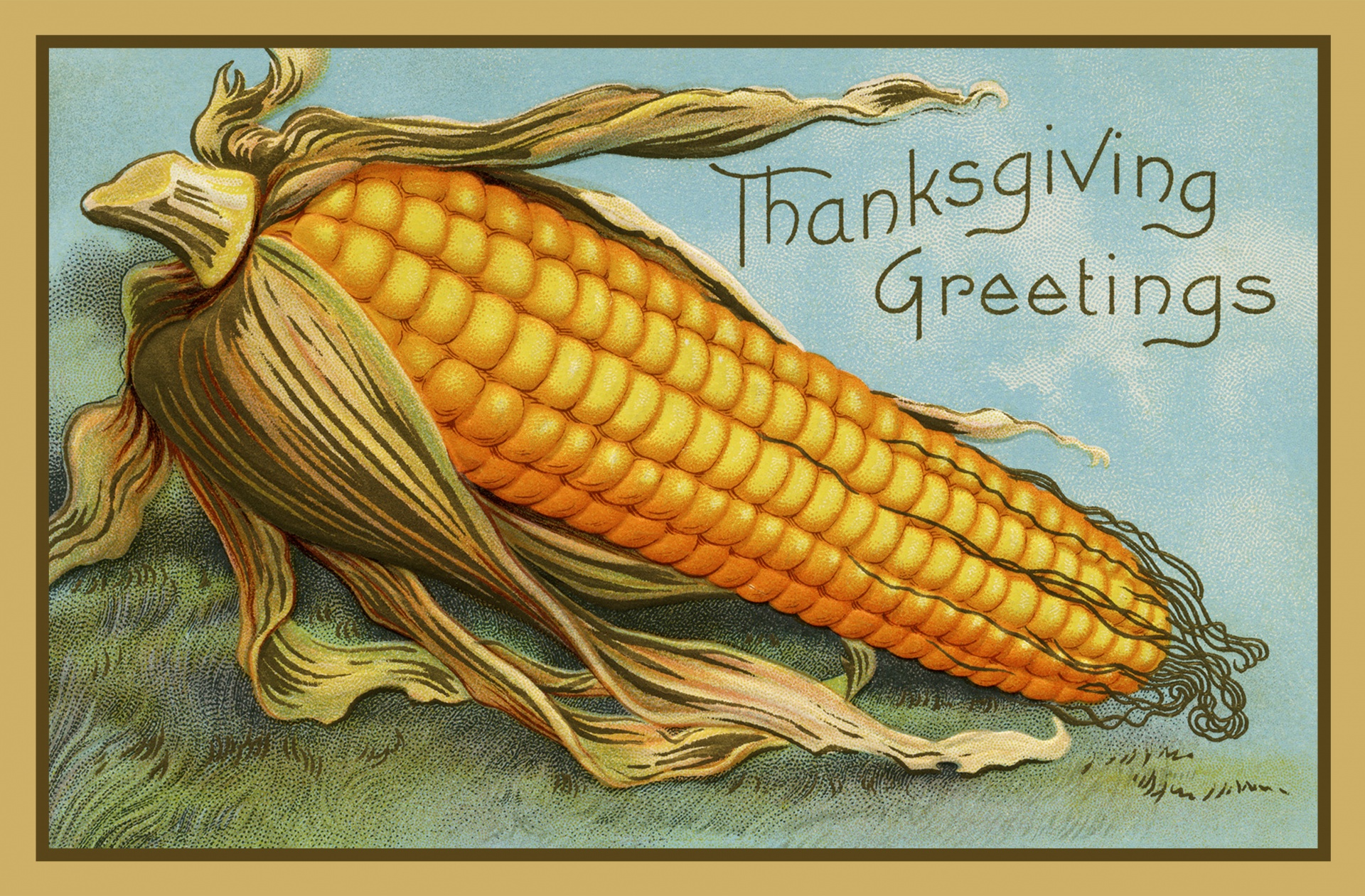 Thanksgiving Vintage Corn Card
