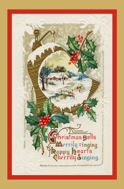 Christmas Vintage Snow Scene Card Free Stock Photo - Public Domain Pictures