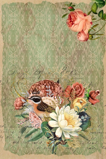 Vintage Floral Bird Poster Free Stock Photo - Public Domain Pictures