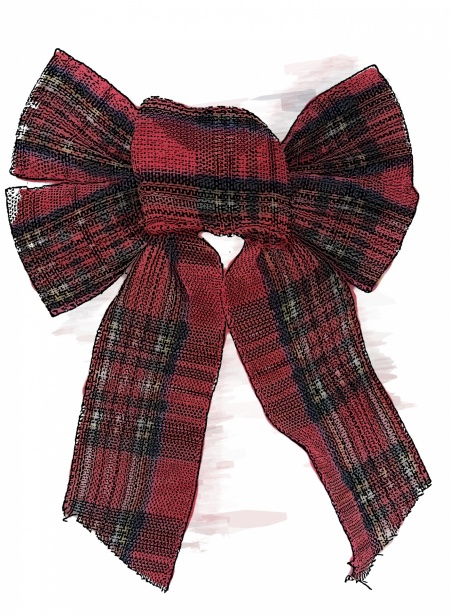 Red And White Checkered Gingham Ribbon Bow Watercolour