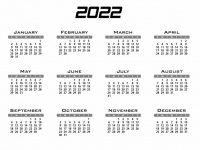 2022 Calendar șablon Clipart