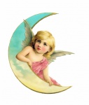 Angel Moon Vintage Art