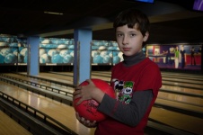 Enfants, bowling, boule de bowling