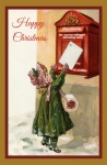 Cartão de Natal Vintage para Menina