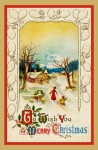 Cartão de Natal vintage com neve