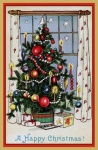 Karácsonyi vintage fa kártya