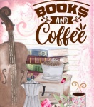 Cartel de libros y café vintage