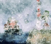 Fishing boat, sea, lighthouse image