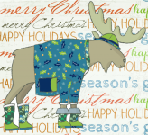 Christmas Moose Illustration blue